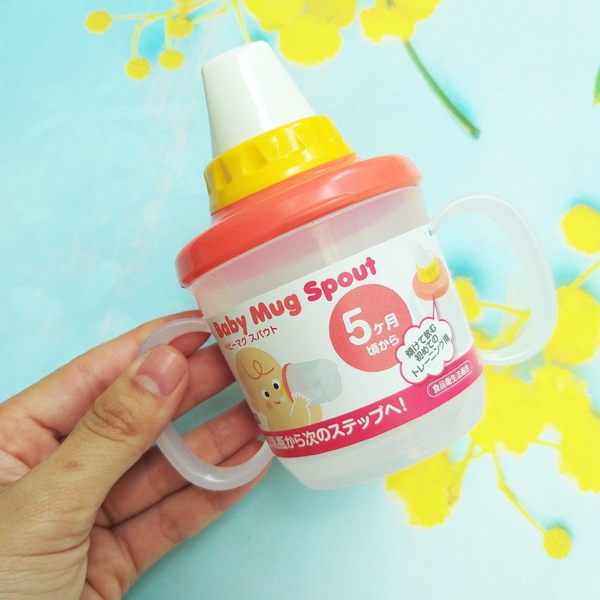 Đồ dùng ăn dặm  𝑭𝒓𝒆𝒆𝒔𝒉𝒊𝒑  Cốc tập uống có tay cầm, vòi hút chống sặc Baby Spout Inomata Nhật Bản 230ml