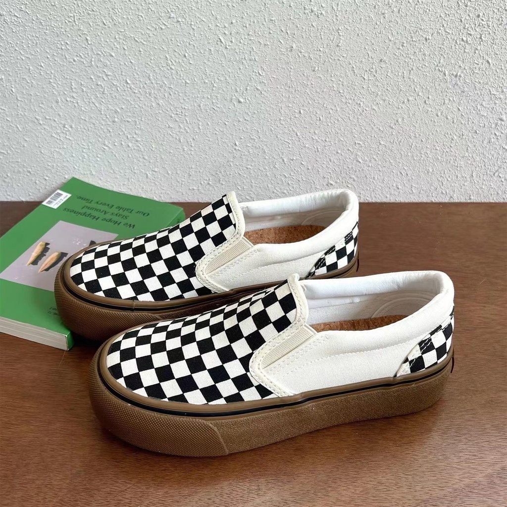 Giày Lười Vải Canvas Mũi Tròn Đế Dày Phong Cách Retro Hồng Kông Dễ Thương Thời Trang Mùa Hè 2022 Cho Nữ