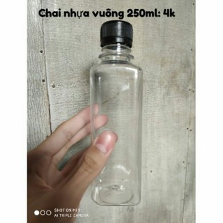 Chai nhựa vuông nắp đen 250ml