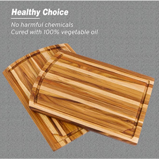 THỚT GỖ TEAK XUẤT KHẨU ÂU 40x38CM Thái, Chặt, Trang Trí Món Phong Cách Âu - Natural Teak Wood Cutting Board