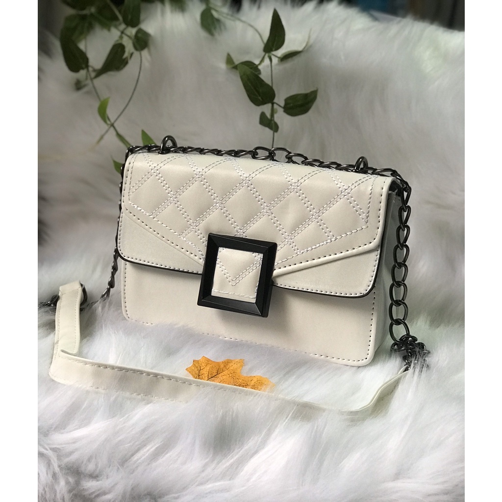 Túi xách ô trám khoá gập size 24cm loại đẹp ảnh thật TXOTRAM01 + hình thật