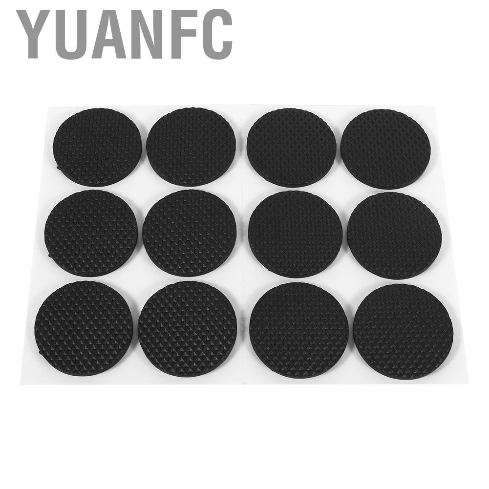 Yuanfc 12Pcs Black Self Adhesive Floor Protectors Furniture Sofa Table Chair Rubber Feet Pad Round