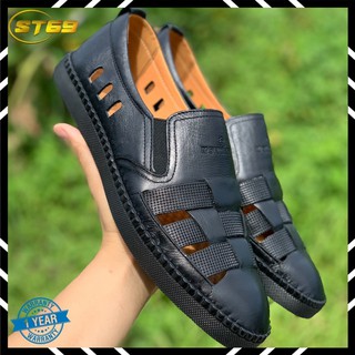 Giày Lười Nam Thoáng Khí 😈Full box😈 Giày rọ nam Đục lỗ Thoáng Khí da bò thật,đế cao su siêu mềm{Bảo Hành Da 12 Tháng}