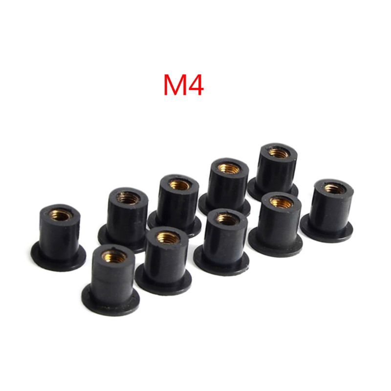 Bộ 10 đai ốc bằng cao su M4 / M5 / M6 cho kính chắn gió xe mô tô