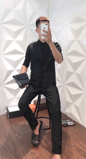 Bộ đũi dài tay nam BAT STORE 1 set sơ mi quần đũi dài tay đi biển đi chơi đi làm chất đũi xước tổng hợp | BigBuy360 - bigbuy360.vn