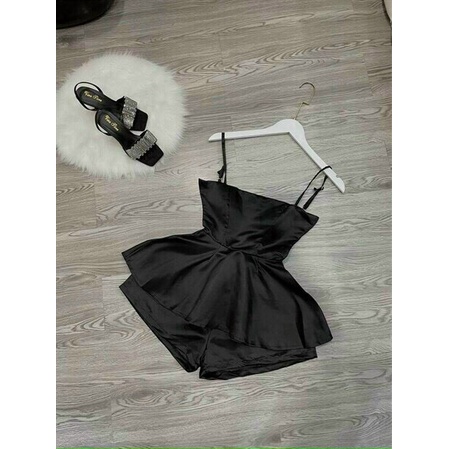 [Miễn phí ship 2022] Set bộ hai dây sexy bánh bèo, Sét áo hai dây babydoll chất tapta phối quần đùi trơn sang chảnh