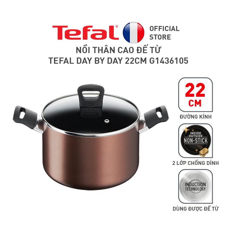 [Mã LIFEHL25 giảm 10% đơn 350K] Combo Tefal Day By Day Nồi thân cao 22cm &amp; Chảo xào 26cm