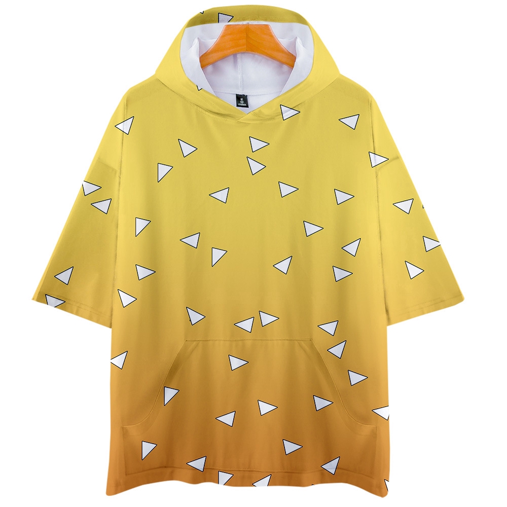 Áo tay ngắn in họa tiết anime có nón trùm đầu thời trang cho nam và nữ Anime Demon Slayer Kimetsu no Yaiba