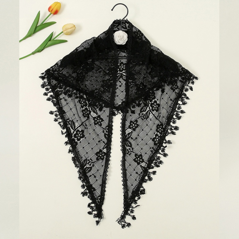 Khăn Choàng Ren Tam Giác In Họa Tiết Hoa Nhẹ Nhàng Cho Nữ