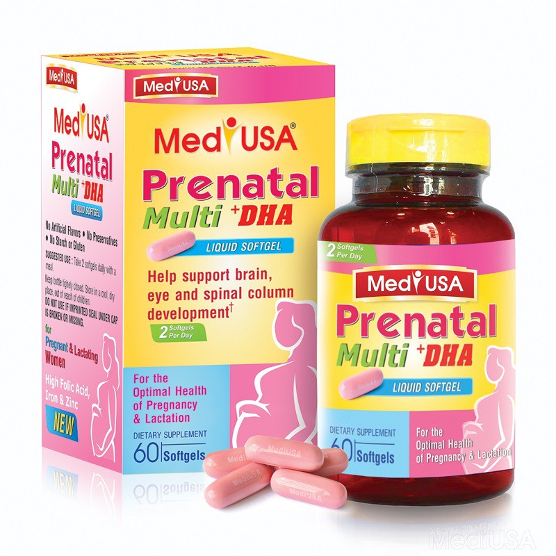 Bổ sung khoáng chất cho mẹ mang thai Medi usa prenatal multi dha 60 viên