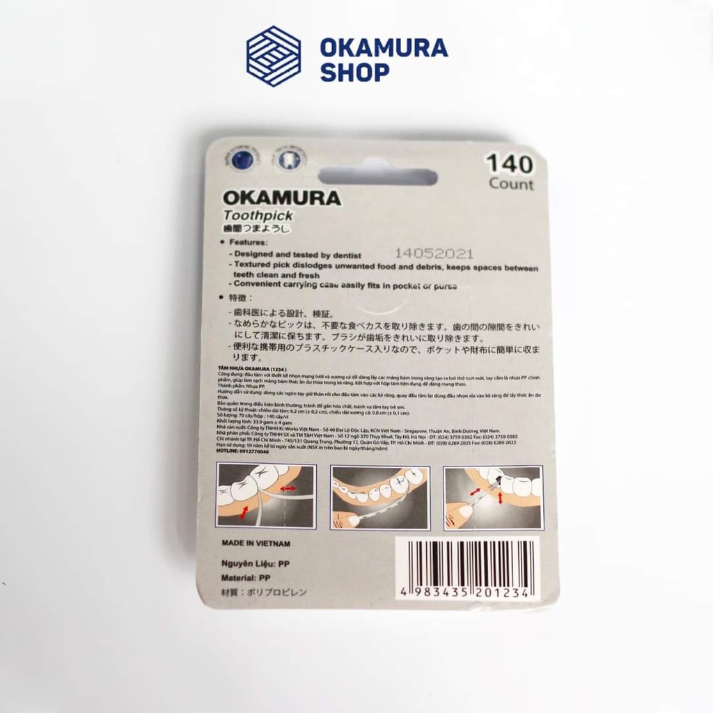 Okamura - Tăm nhựa Okamura chất lượng Nhật Bản (bịch 120 cây/140 cây)