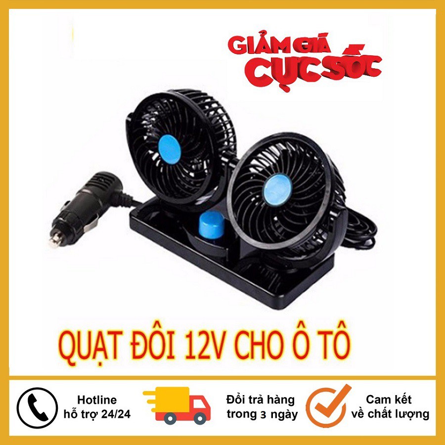 Quạt ô tô 12V siêu mạnh làm mát xoay 360 tiện ích ,cao cấp