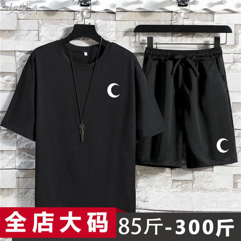 ✼Bộ quần áo thể thao mùa hè nam 300 kg béo anh trai size lớn Tay ngắn T- sơ mi, short năm điểm, hai dây giản dị, ng