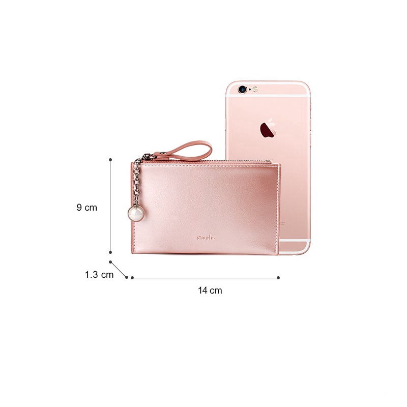 Ví da PU mini màu trơn thiết kế khóa kéo xinh xắn tiện lợi | BigBuy360 - bigbuy360.vn