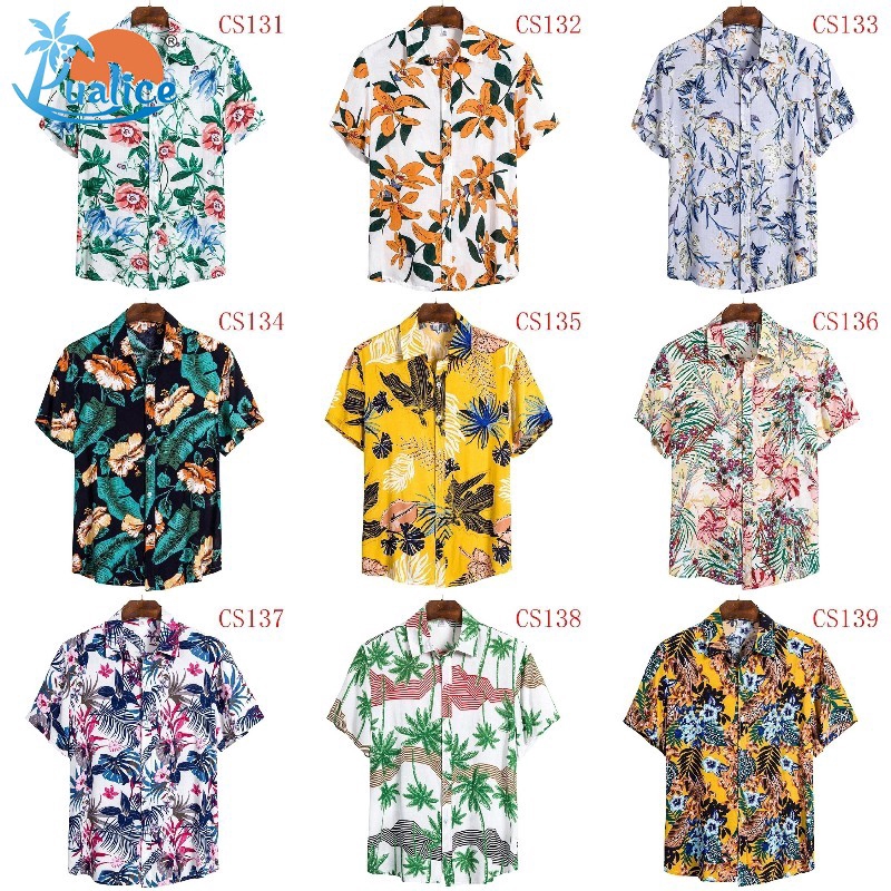 Hawaiian cauliflower flower shirt series high-quality cotton short-sleeved lapel shirt181 | BigBuy360 - bigbuy360.vn