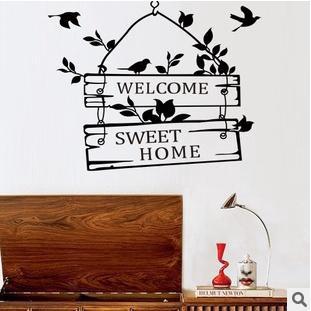 Miếng dán tường hình bảng hiệu Welcome Sweet Home