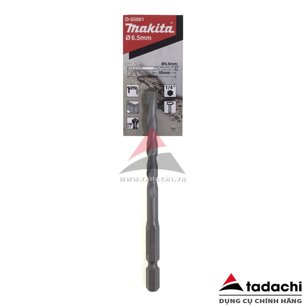 Mũi khoan tường, bê tông 6.5mm chân lục giác Makita D-55061