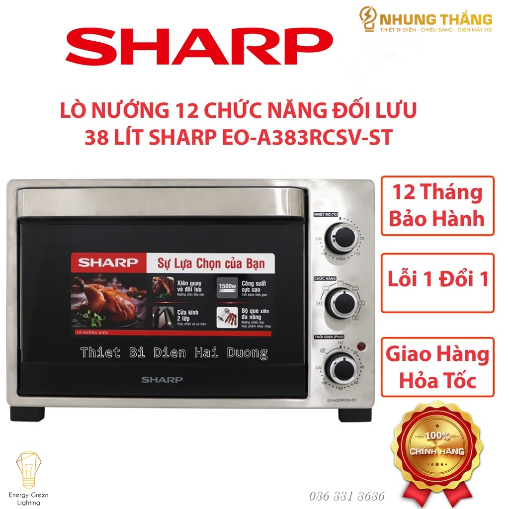 Lò Nướng Sharp EO-A383RCSV-ST - Dung Tích 38L - Công Suất 1800w - Nhiều Chế Độ Nướng - Hẹn Giờ - Bảo Hành 1 Năm