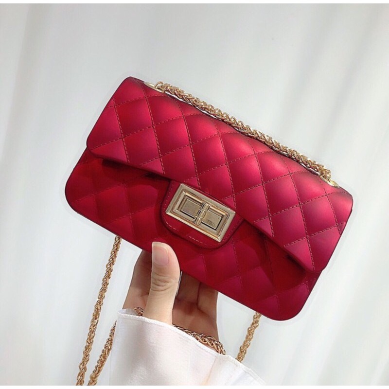 Túi đeo chéo silicon nhựa hàng QC cầm nặng tay