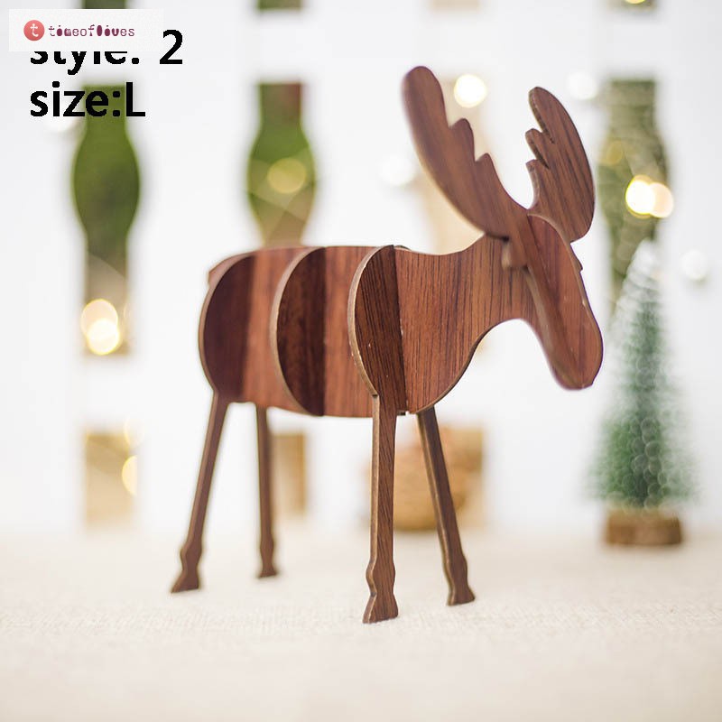 Mô hình nai sừng tấm làm từ gỗ trang trí không gian phong cách Giáng sinh