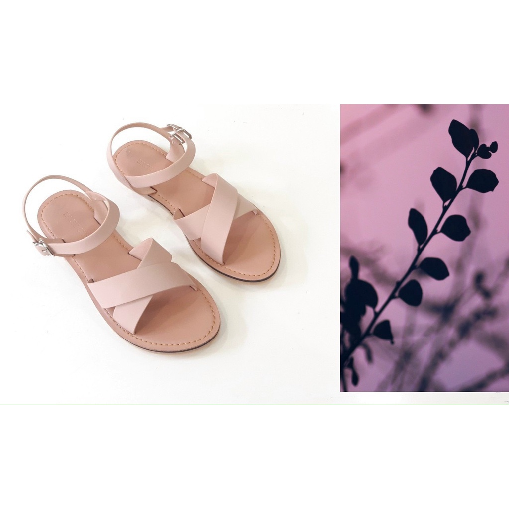 Sandal đế bằng quai chéo size 35- 40 hàng cao cấp đế đi không trơn B029