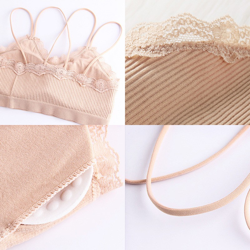  Áo bra phối viền ren thiết kế dây chéo cho nữ | BigBuy360 - bigbuy360.vn