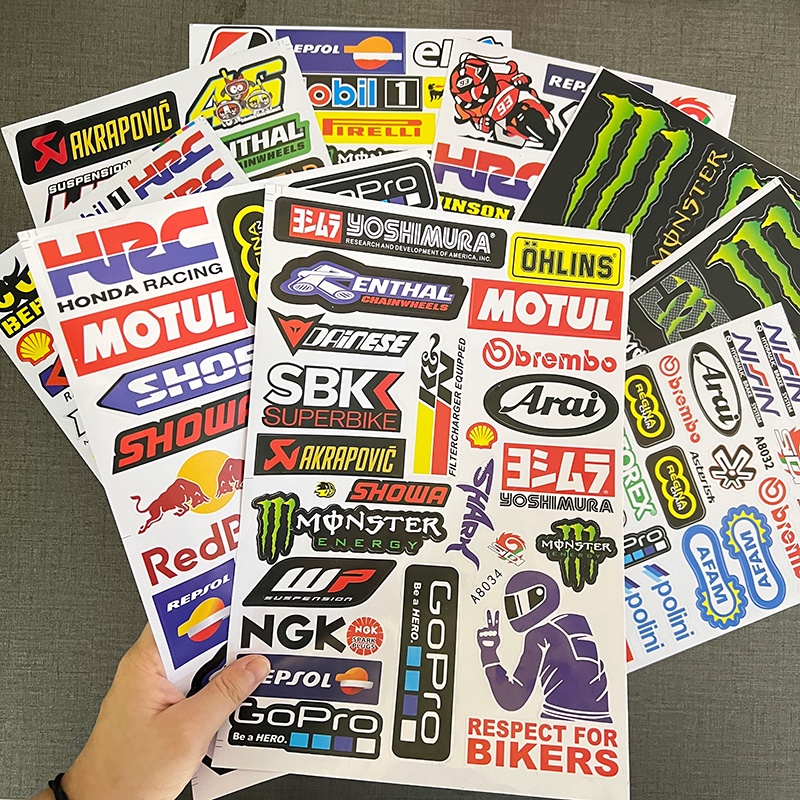 Xe Điện Motocross Đua Xe Máy Xe Đạp Đua Mũ Bảo Hiểm Trang Trí Xe Máy Dán Đề Can Chống Thấm Nước