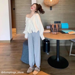Áo khoác len 2 màu hồng - trắng