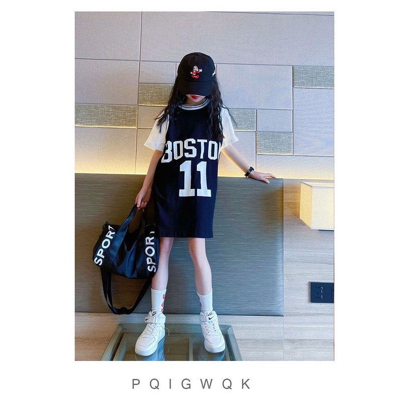 Váy Cho Bé Gái | Váy Cô Gái Tinashop | Áo Thun Dáng Dài Thiết Kế Mới Thời Trang Mùa Hè Dành Cho Bé | Đầm Ngắn Tay Giả Hai Lớp Xinh Xắn Dành Cho Nữ | Đồ Thể Thao Đường Phố Hợp Thời Trang