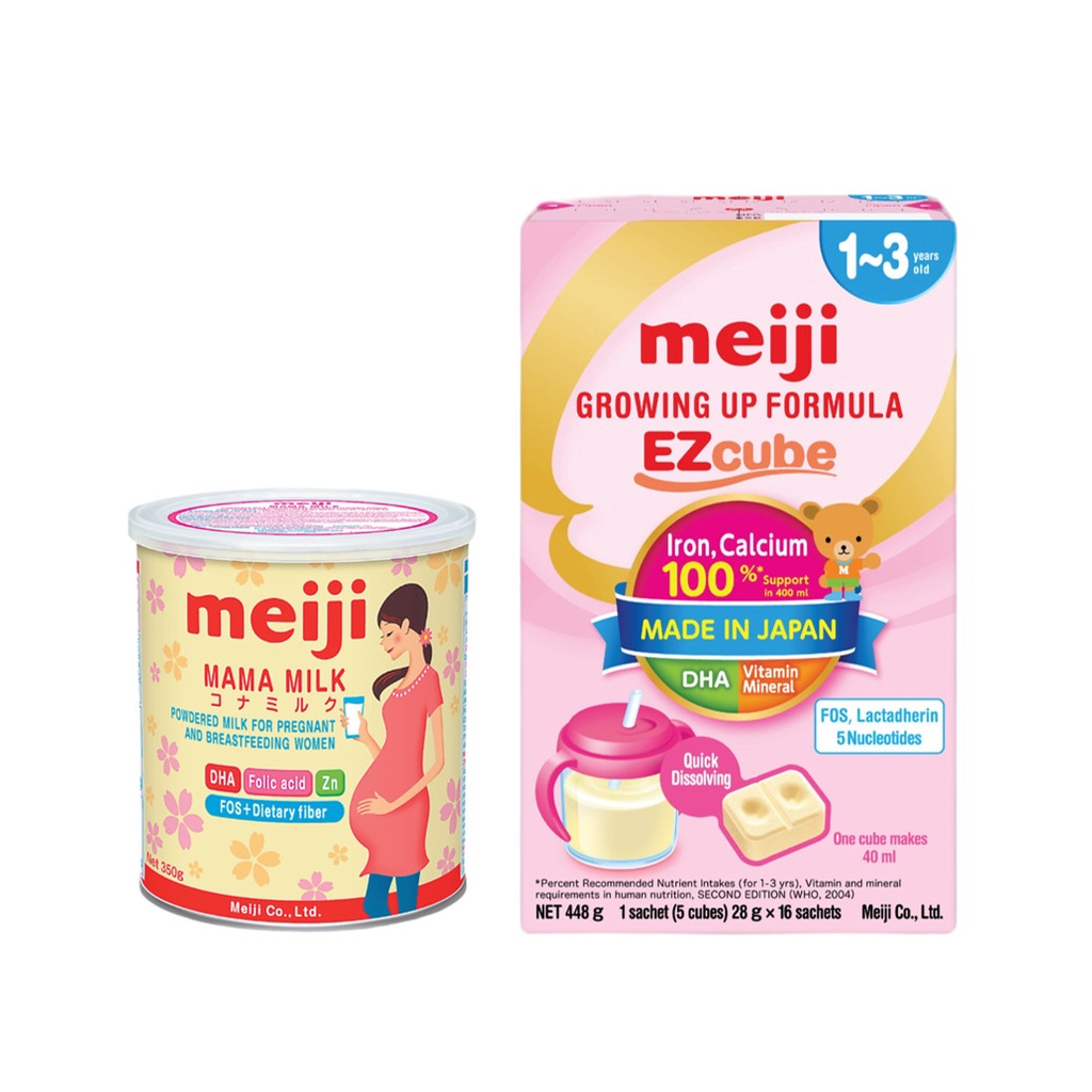 Combo Sữa Meiji Mama Milk (350g) và Sữa dạng thanh Meiji Growing Up Formula EZcube (448g)