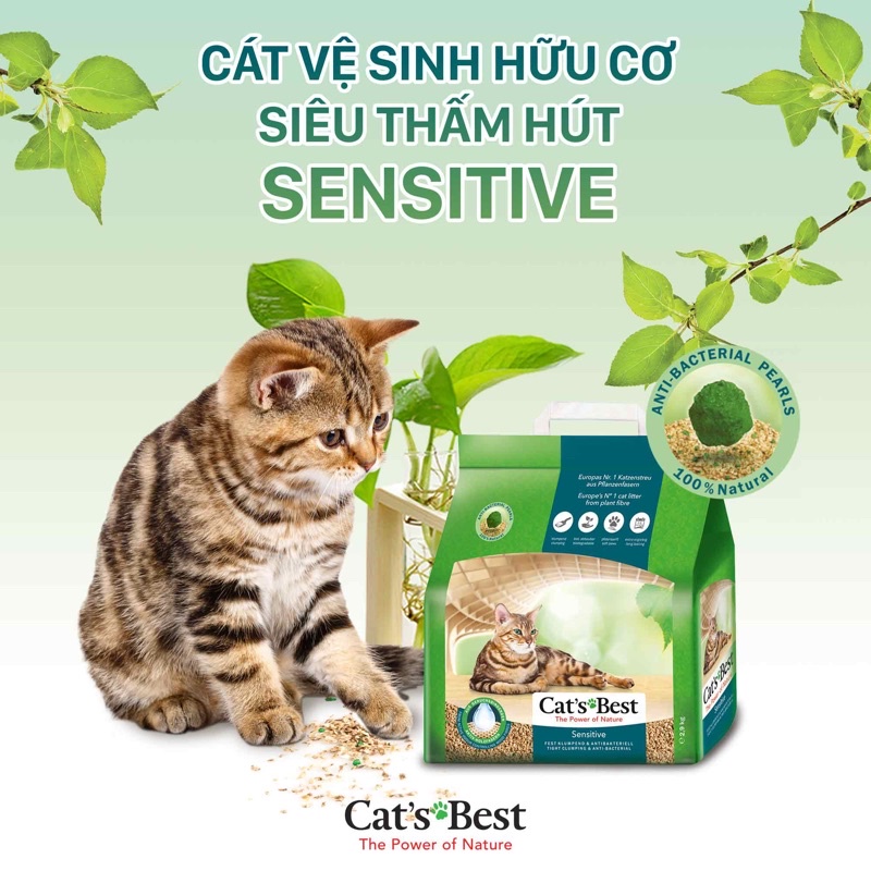 [Mã PET50K giảm Giảm 10% - Tối đa 50K đơn từ 250K] CAT’S BEST SENSITIVE 8L- Cát vệ sinh hữu cơ cho mèo