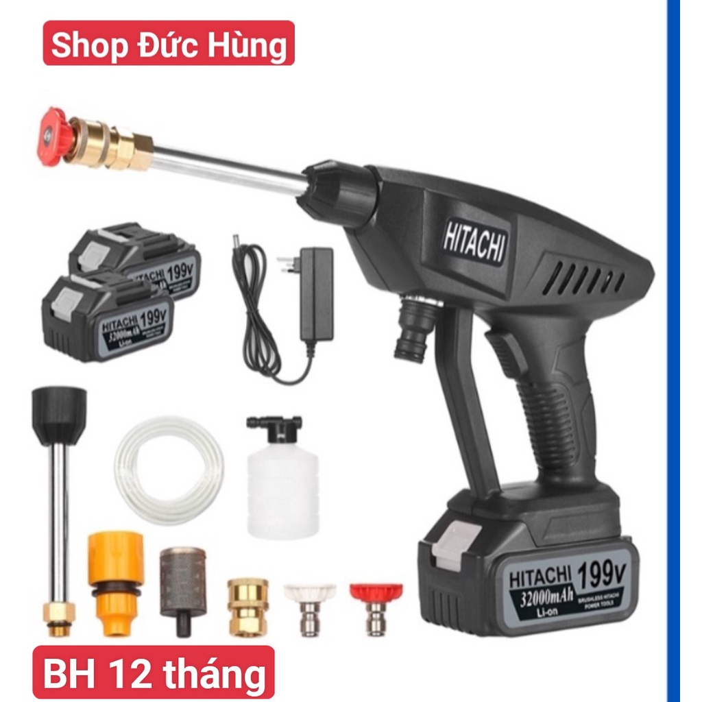Máy rửa xe dung Pin mini Hitachi - Bảo hành 12 tháng