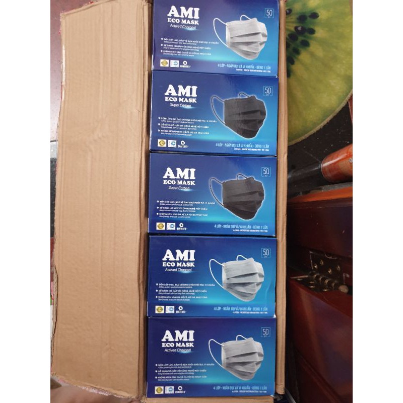 Khẩu trang y tế 4 lớp Ami Dày Đẹp màu đen.GIAO HỎA TỐC QUA NOW.