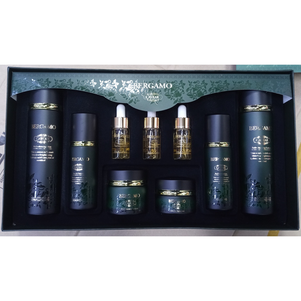 Set mỹ phẩm Bergamo Caviar chăm sóc da dưỡng trắng cao cấp loại bỏ nếp nhăn