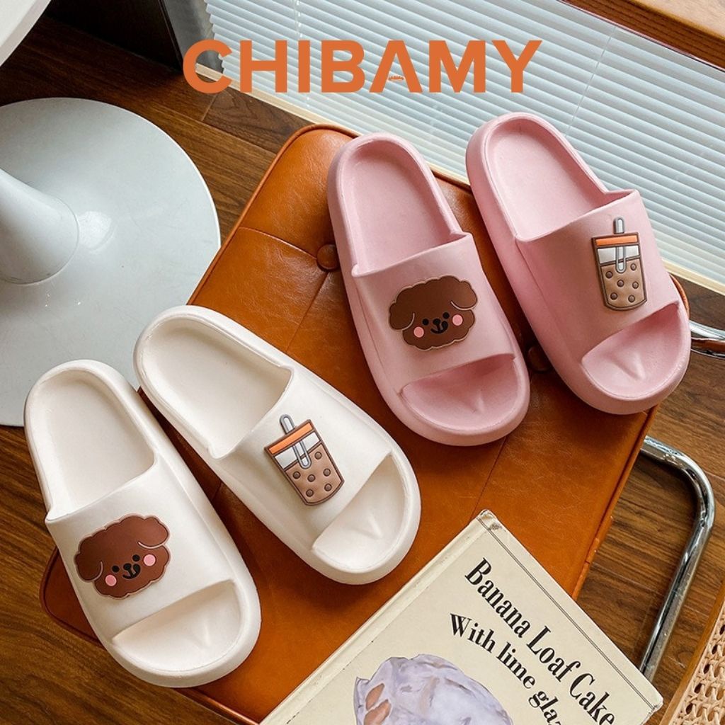 Dép bánh mì Trà Sữa chống trơn CHIBAMY siêu cute mới 2022