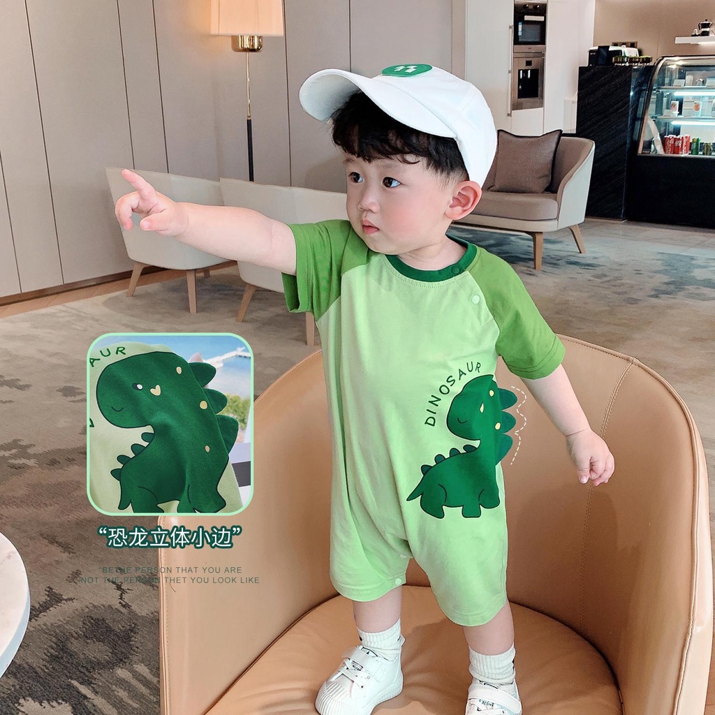 Bộ Áo Liền Quần Hình Khủng Long Hoạt Hình Dễ Thương Cho Bé