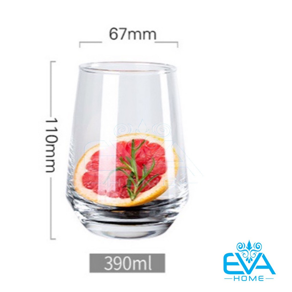 Hộp 6 Ly Thuỷ Tinh Dáng Oval Lỡ Glass Mugs Short Oval Form 390 Ml Deli ES7018-1 M3015