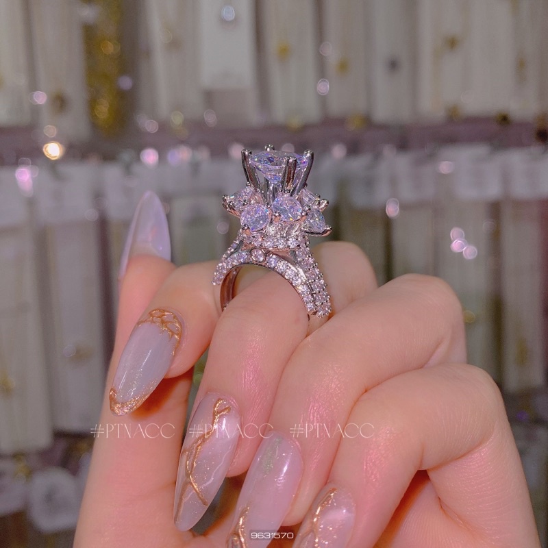 ᴾᵀᴺᵃᶜᶜ Nhẫn bạch kim ổ hoa mới | N86288.0