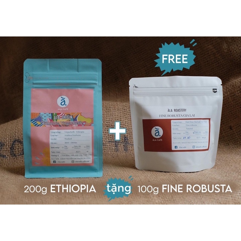 Cà phê Ethiopia 200gram tặng kèm 100gram Fine Robusta Gia Lai