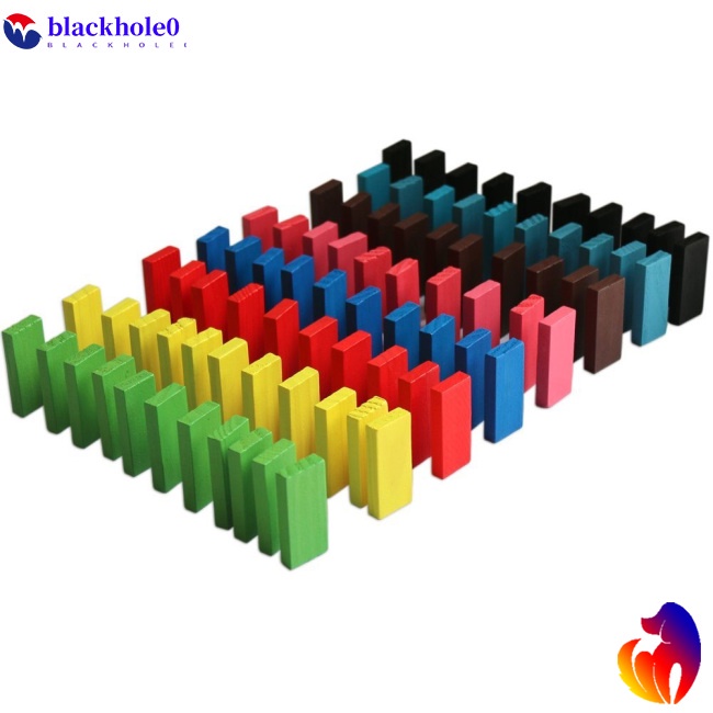 BH 100Pcs Rainbow Wooden Dominos Blocks Set Kids Game Educational Play Toy Christmas Gift