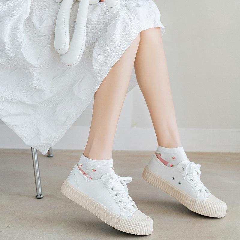 PVN50284 Set 5 vớ nữ cổ ngắn họa tiết dâu tây cute dễ thương phong cách Hàn Quốc Giá Rẻ