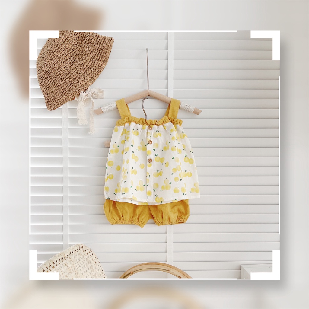 Bộ 2 dây cúc ngực cho bé gái 8-21kg- Chất thô mát (Bảng 3 màu)