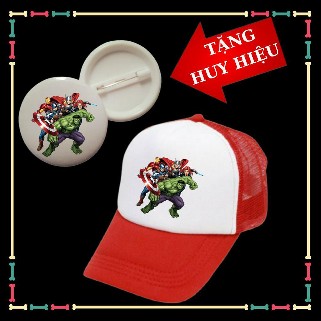 Nón siêu anh hùng Marvel trẻ em phong cách, đủ màu mũ-Tặng kèm huy hiệu Marvel