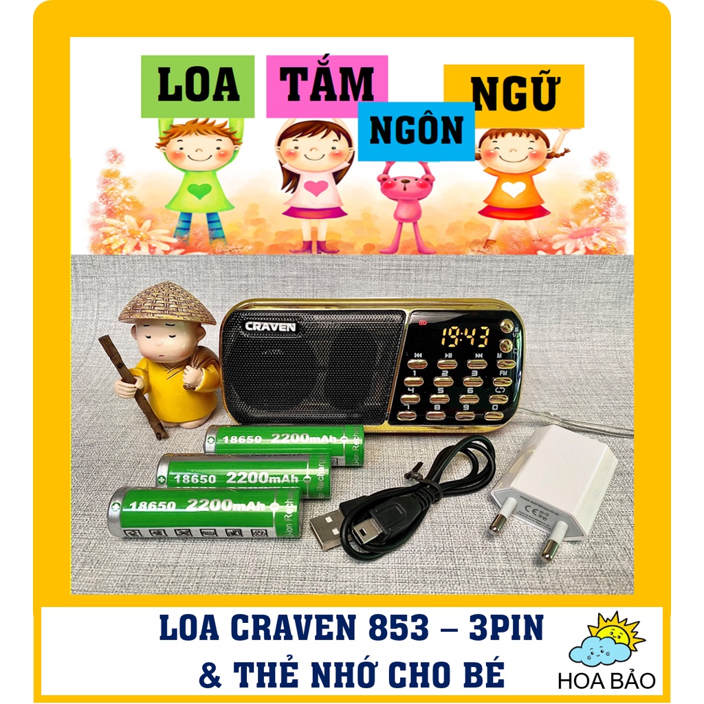 [⭐Chính Hãng] Loa Tắm Ngôn Ngữ, Loa 3 Pin, Loa Học Tiếng Anh, Tiếng Ồn Trắng, Loa Nghe Nhạc Craven 853