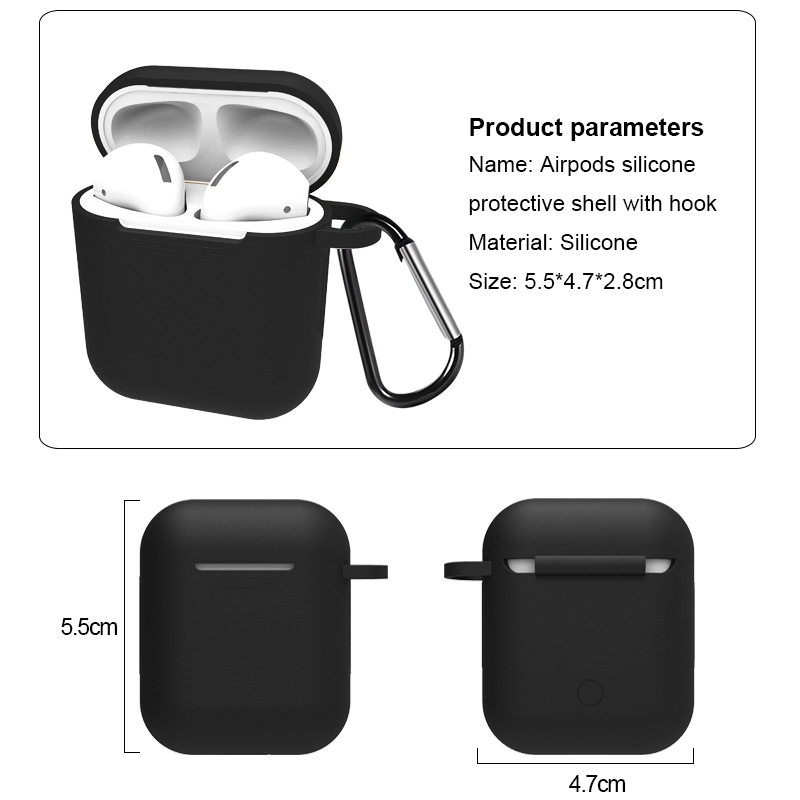 Vỏ silicone bảo vệ cho hộp sạc tai nghe không dây Bluetooth Apple AirPods 1 2