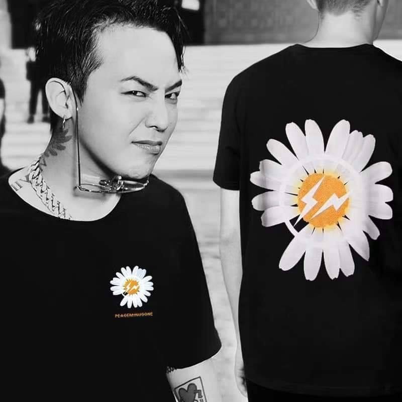 Áo thun hoa cúc tay lỡ unisex nam nữ form rộng cổ tròn vải cotton thấm hút | Beway