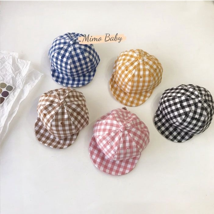 Mũ lưỡi trai mềm họa tiết kẻ caro xinh xắn cho bé MH126 Mimo Baby