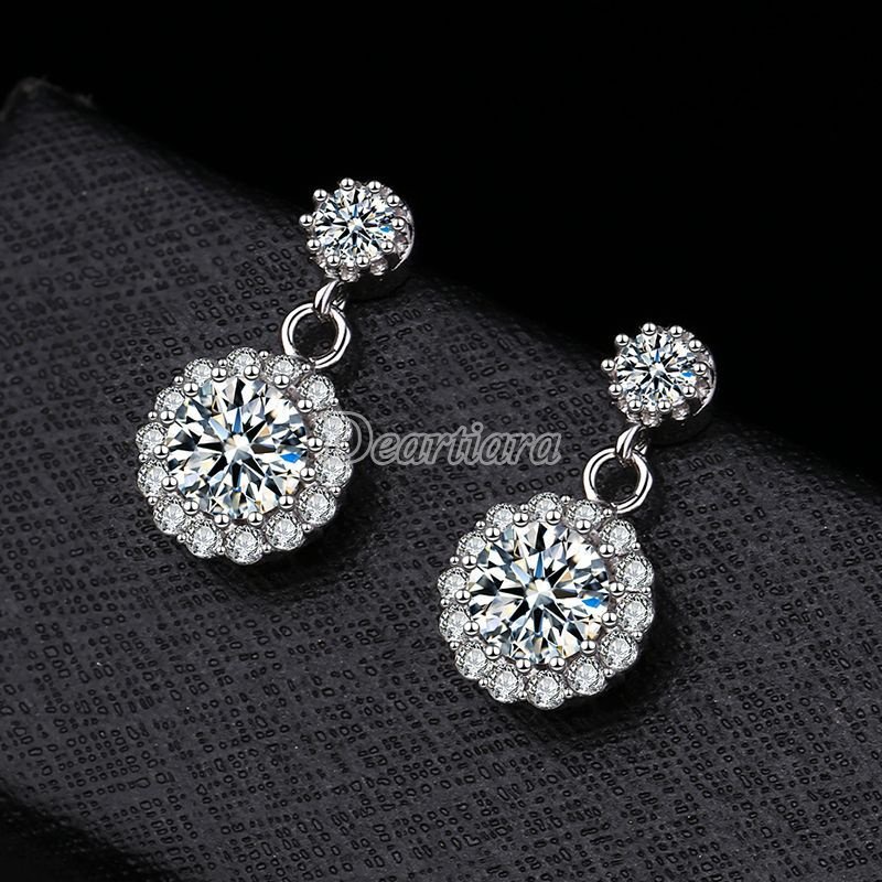 Bông Tai Tròn Đính Kim Cương Giả Lấp Lánh Thời Trang Cho Nữ