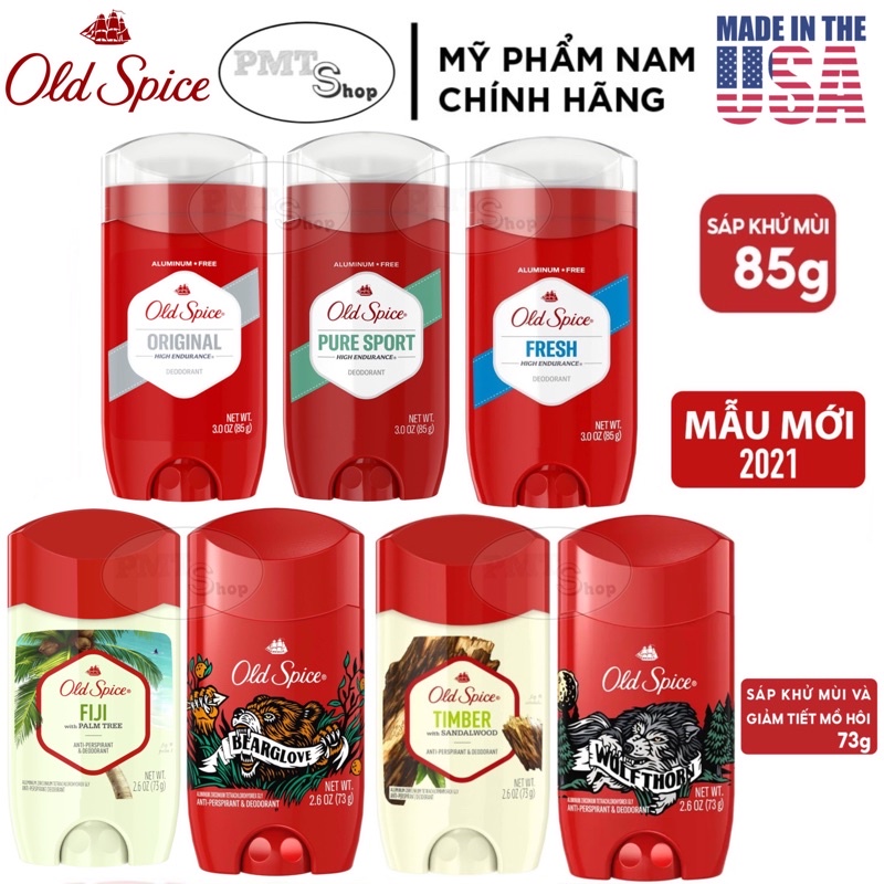 [USA] Lăn sáp khử mùi Old Spice Pure Sport Fresh Original Nightpanther ElkLord Oasis Wilderness Captain Swagger 73g 85g