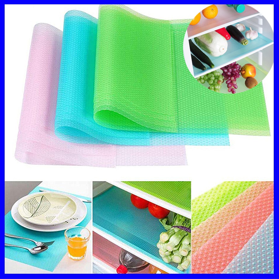 Thảm ngăn tủ lạnh chống thấm Thảm ngăn kéo chống trượt Bàn cắt nhà bếp Tấm hấp thụ ẩm chống bám bẩn kháng khuẩn EVA Tấm lót chống ẩm tủ 【Bluesky1990】